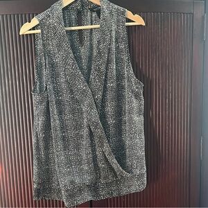 White House Black Market Black and White Sleeveless Blouse